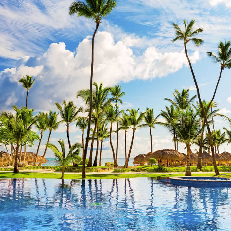 a large pool in an all-inclusive resort in punta cana