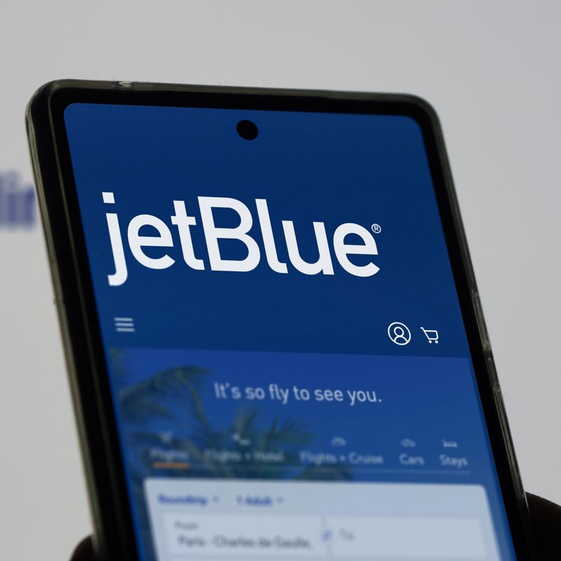 jetblue booking app on a phone