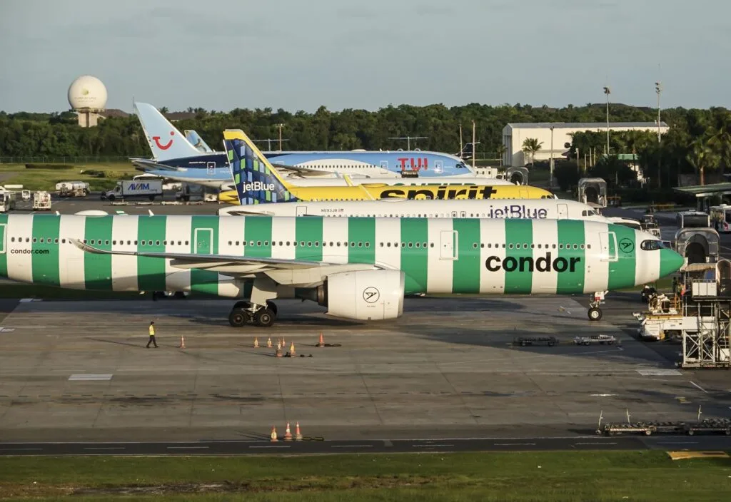 Planes lined up on tarmac of Punta cana Airport