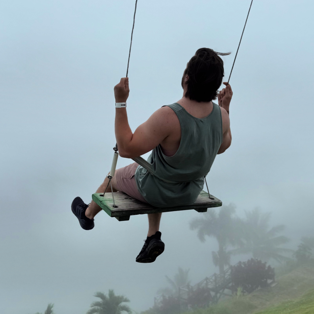 Tyler Fox, Editor, at Montana Redonda on a swing