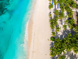 Top down aerial view of dominican republic beach