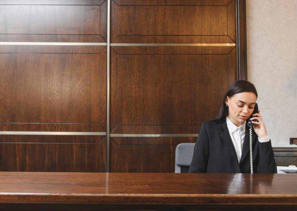 Calling front desk lobby